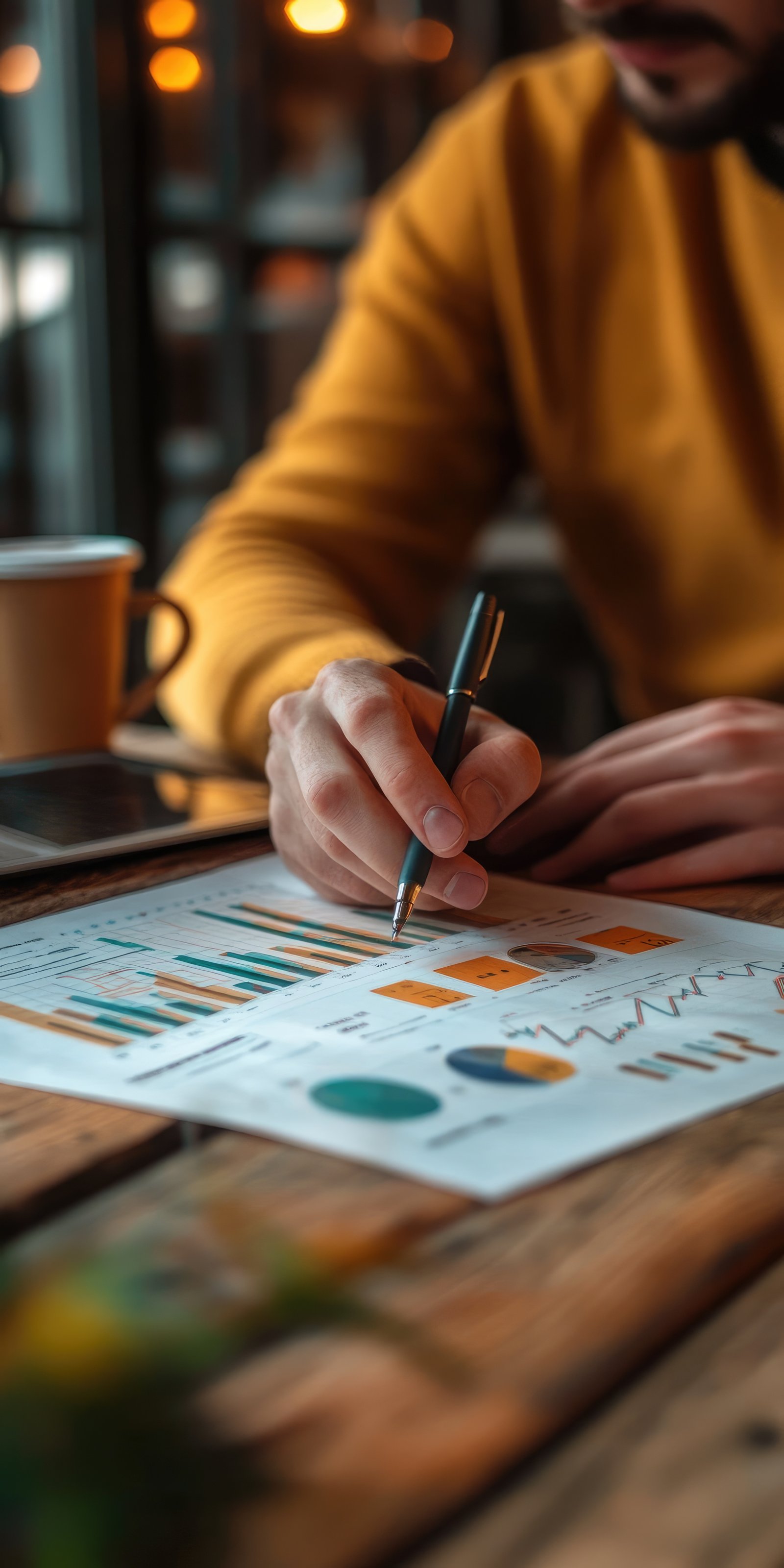 Profissional analisando gráficos durante um diagnóstico